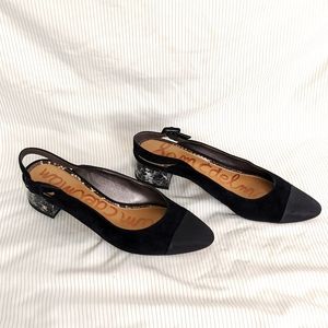 Sam Edelman sling back block heel pointed toe shoes